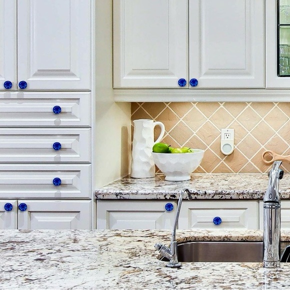 Knobs - 10 Blue Crystal Glass Cabinet Drawer Closet Door Makeup Vanity Knobs - Picture 9 of 14